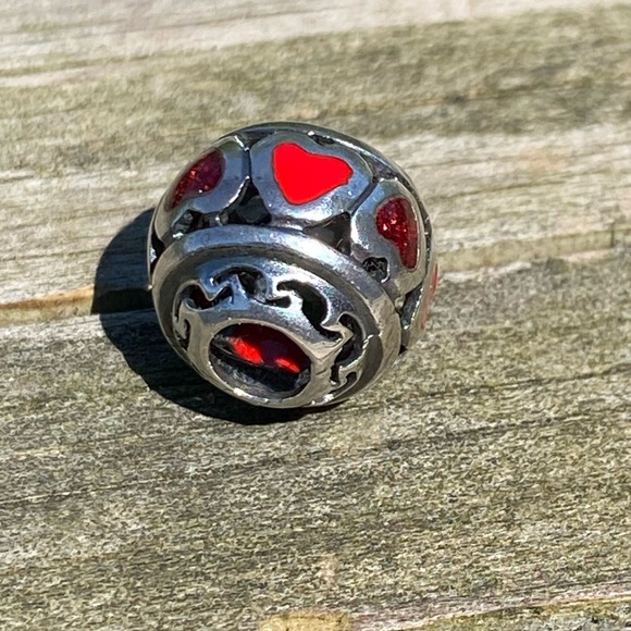 Vintage Michael Anthony red heart .925 Sterling Silver charm bracelet bead Italy - Picture 6 of 15